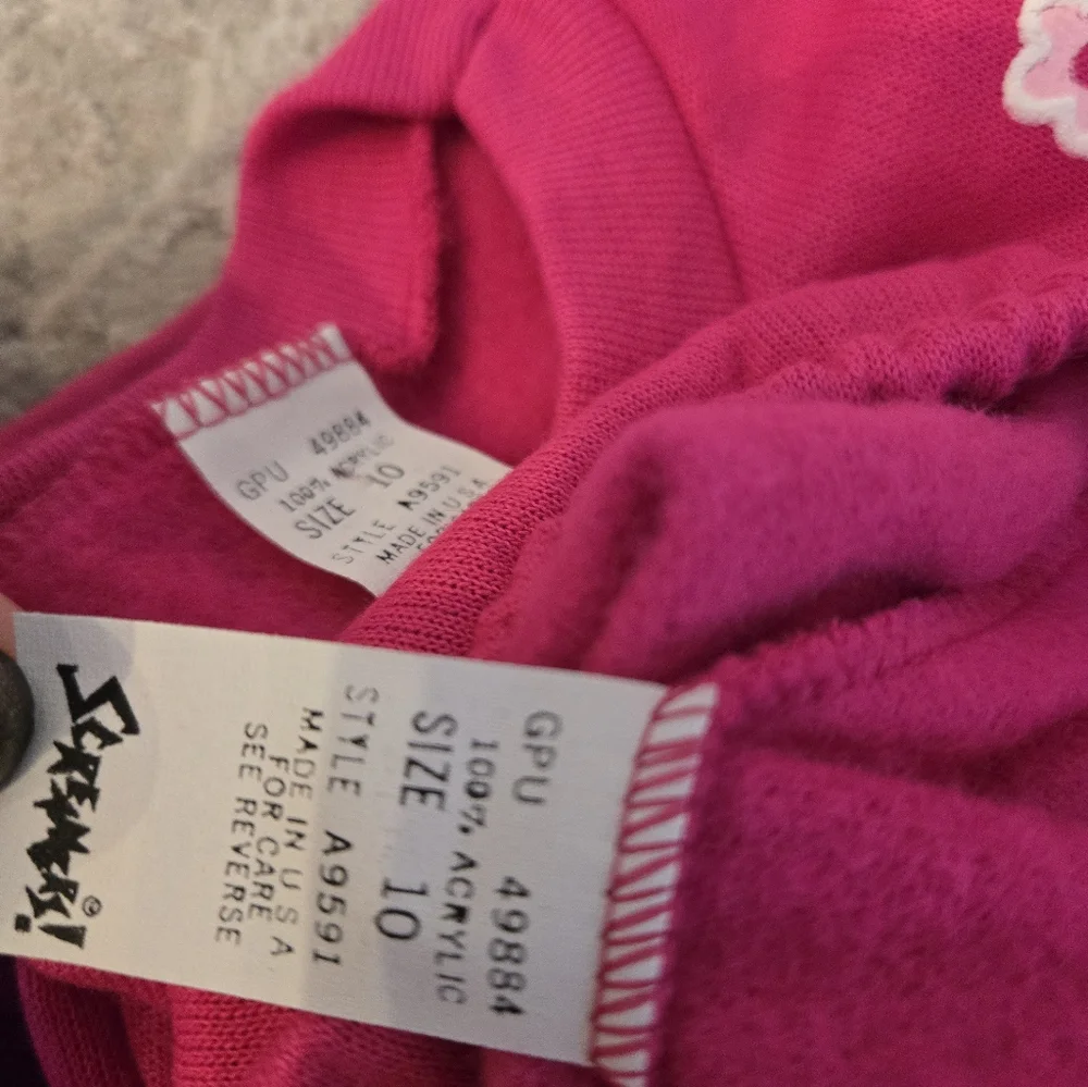 Vintage 1990s Fuschia Pink Teddy Bear Print Sweatsuit 2pc Set NWT